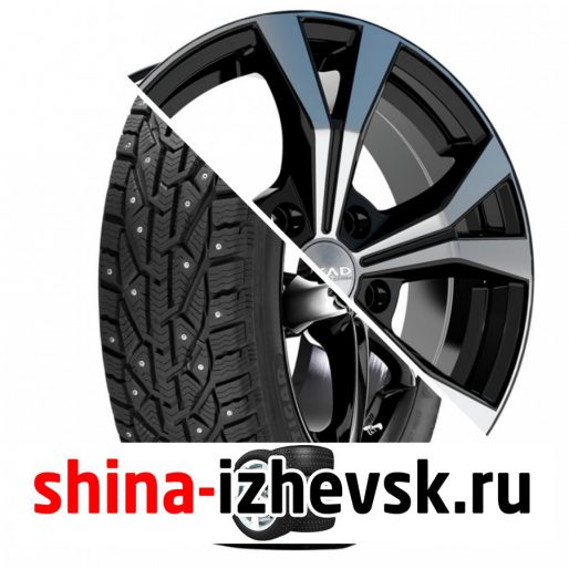 Колесо в сборе Tigar Ice 205/55 R16 T 94 + СКАД Нагано 6.5xR16 5×114.3 ET45 DIA60.1 Черный глянцевый с полированной лицевой поверхностью в Ижевске